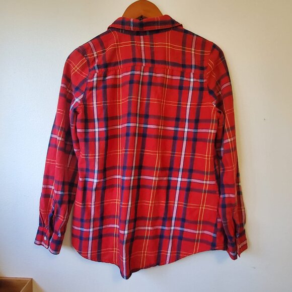 Old Navy Plaid Women Button Up Fannel Shirt Size S/P Relaxed Fit Cotton Cottage - Picture 2 of 9